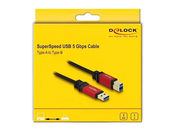 כבל USB 3.0 5Gbps Red metal תקע USB-B לתקע USB-A ז/ז DELOCK | 82757 | 4K