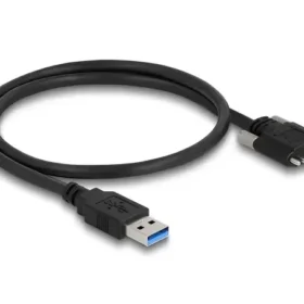 כבל USB 3.0 5Gbps תקע USB Micro-B עם ברגים נעילה לתקע USB-A ז/ז DELOCK | 87798 | 4K