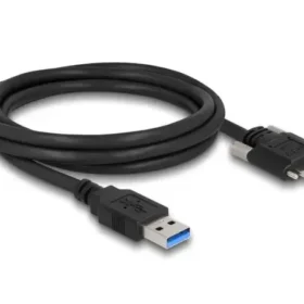 כבל USB 3.0 5Gbps תקע USB Micro-B עם ברגים נעילה לתקע USB-A ז/ז DELOCK | 87800 | 4K