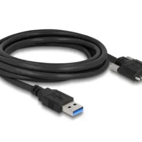 כבל USB 3.0 5Gbps תקע USB Micro-B עם ברגים נעילה לתקע USB-A ז/ז DELOCK | 87801 | 4K
