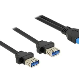 כבל USB 3.0 להתקנה בפאנל שקע 19 פין ל- 2 שקעים USB-A עם מרחק בין הברגים 18.5 מ"מ ז/נ DELOCK | 85244 | 4K