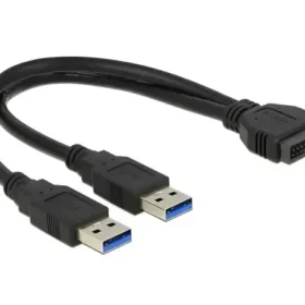 כבל USB 3.0 תקע 19 ל- 2 תקעים USB-A אורך 25 ס"מ ז/ז DELOCK | 83910 | 4K