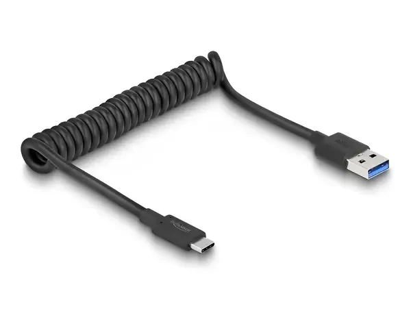כבל USB 3.1 Gen 2 10Gbps מסולסל תקע USB-C לתקע USB-A ז/ז DELOCK | 85349 | 4K