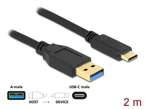 כבל USB 3.2 Gen 1 5Gbps תקע USB-A לתקע USB-C ז/ז DELOCK | 84004 | 4K