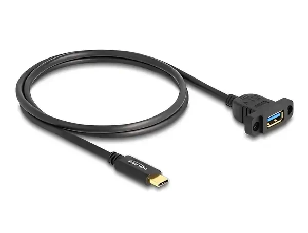 כבל USB 3.2 Gen 2 להתקנה בפאנל תקע USB-C לשקע USB-A עם מרחק בין הברגים 28 מ"מ ז/נ DELOCK | 87826 | 4K