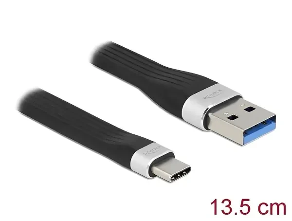כבל USB 3.2 Gen1 5Gbps שטוח תקע USB-C לתקע USB-A תומך PD 3 A ז/ז DELOCK | 85771
