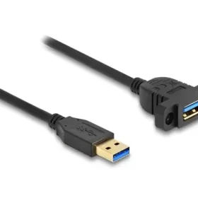 כבל USB 3.2 Gen1 ז/נ להתקנה בפאנל עם מרחק בין הברגים 28 מ"מ ז/ז DELOCK | 87855 | 4K