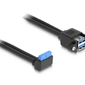 כבל USB 5Gbps להתקנה בפאנל שקע 19 פין ל- 2 שקעים USB-A נ/נ DELOCK | 83007 | 4K