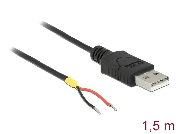 כבל USB-A 2.0 זכר עם 2 גידים פתוחים ז/ז DELOCK | 85664 | 4K
