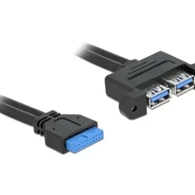 כבל USB-A 3.0 להתקנה בפאנל שקע 19 פין לשקע USB-A Parallel ז/נ DELOCK | 82941 | 4K
