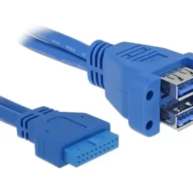 כבל USB-A 3.0 להתקנה בפאנל שקע 19 פין לשקע USB-A Stacked ז/נ DELOCK | 82942 | 4K