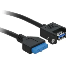 כבל USB-A 3.0 להתקנה בפאנל שקע 19 פין לשקע USB-A עם מרחק בין הברגים 30 מ"מ ז/נ DELOCK | 83118 | 4K