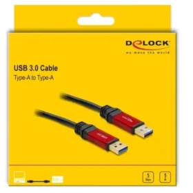 כבל USB-A 3.2 Gen 1 5Gbps Red metal ז/ז DELOCK | 82745 | 4K