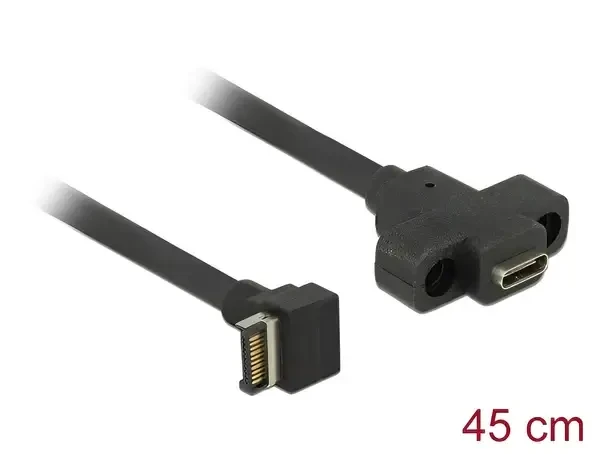כבל USB-C 3.1 Gen 2 להתקנה בפאנל תקע 20 לשקע USB-C עם מרחק בין הברגים 20 מ"מ ז/ז DELOCK | 85326 | 4K