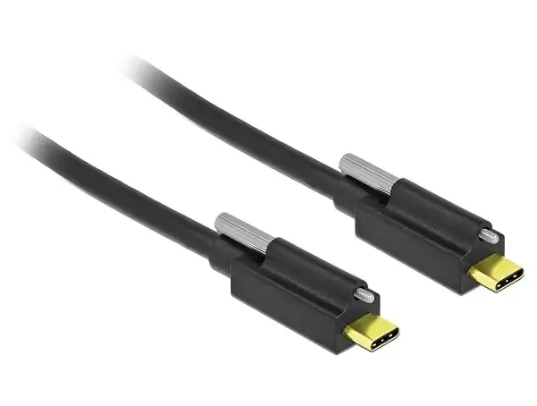 כבל USB-C 3.1 Gen2 10Gbps עם בורג נעילה תומך PD 3A ז/ז DELOCK | 83719 | 4K