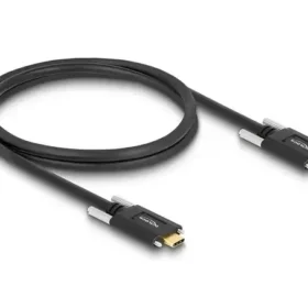 כבל USB-C 3.1 Gen2 10Gbps עם ברגים נעילה תומך PD 3A ז/ז DELOCK | 83720 | 4K