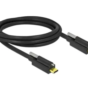 כבל USB-C 3.2 Gen2 10Gbps עם בורג נעילה תומך PD 3A ז/ז DELOCK | 84138 | 4K
