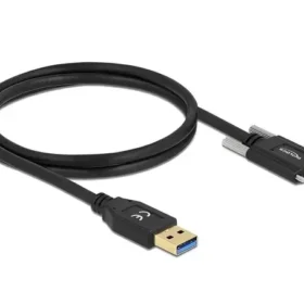כבל USB3.2 Gen2 10Gbps תקע USB-A לתקע USB-C עם ברגים נעילה תומך PD 3A ז/ז DELOCK | 83718 | 4K
