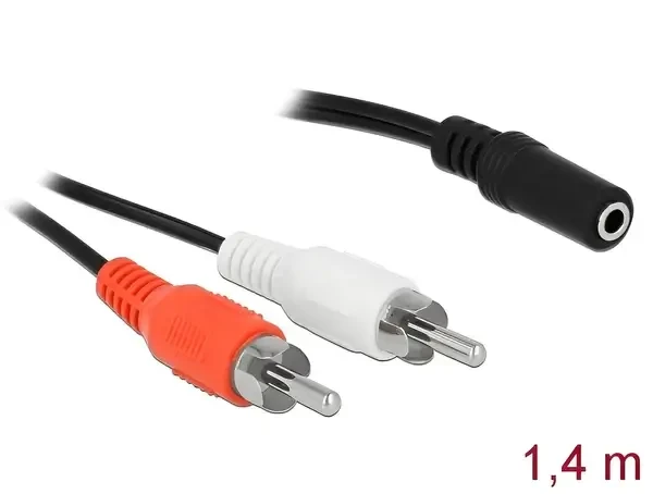 כבל אודיו RCA x 2 זכר לשקע PL 3.5 סטריאו 3 מגעים ז/נ DELOCK | 85808