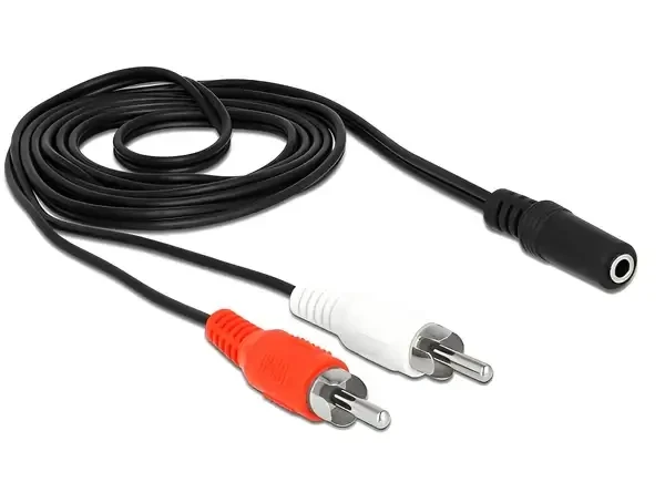 כבל אודיו RCA x 2 זכר לשקע PL 3.5 סטריאו 3 מגעים ז/נ DELOCK | 85808