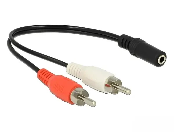 כבל אודיו RCA x 2 זכר לשקע PL 3.5 סטריאו 3 מגעים ז/נ DELOCK | 85808