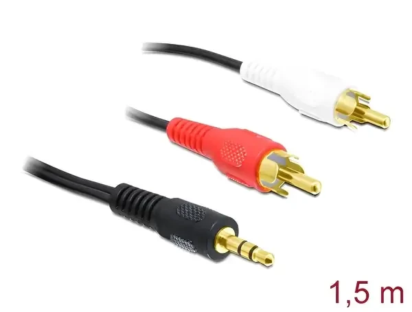 כבל אודיו RCA x 2 זכר לתקע PL 3.5 סטריאו 3 מגעים ז/ז DELOCK | 84000