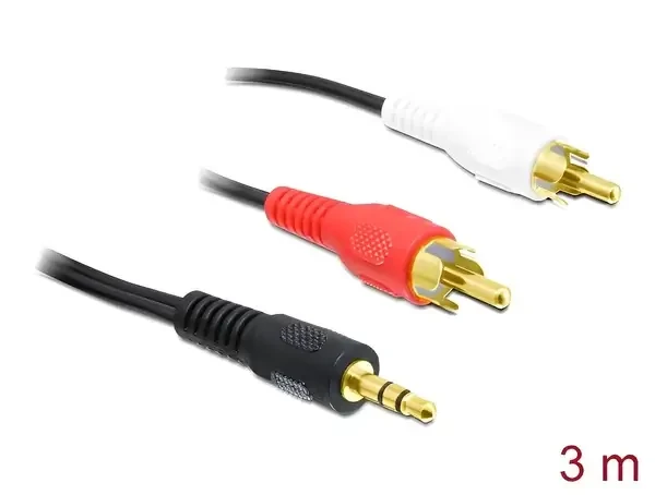 כבל אודיו RCA x 2 זכר לתקע PL 3.5 סטריאו 3 מגעים ז/ז DELOCK | 84942