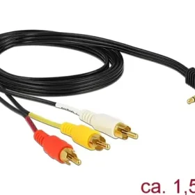 כבל אודיו / וידאו RCA x 3 זכר לתקע PL 3.5 סטריאו 4 מגעים ז/ז DELOCK | 84504