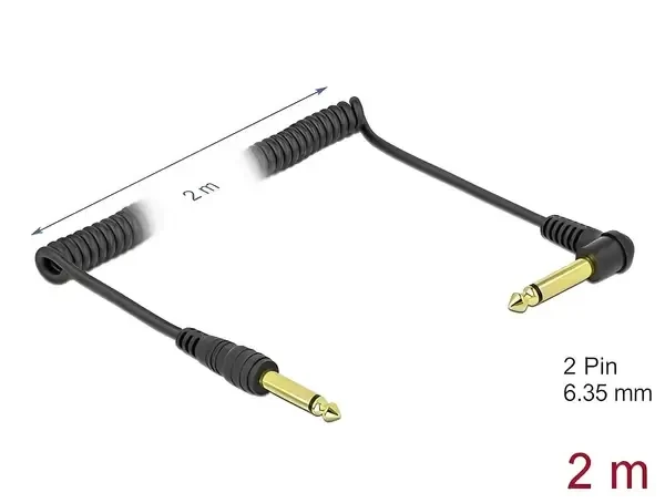 כבל אודיו זוויתי מסולסל PL 6.35 מונו 2 מגעים ז/ז DELOCK | 85939