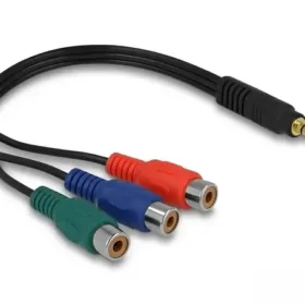 כבל וידאו 3 RCA RGB x נקבה לתקע PL 3.5 סטריאו 4 מגעים ז/נ DELOCK | 62499