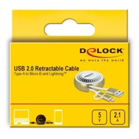 כבל טעינה ונתונים נמתח תקע USB-A לתקעים Lightning / Micro-B ז/ז DELOCK | 85820