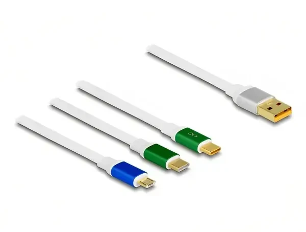 כבל טעינה ונתונים נמתח תקע USB-A לתקעים USB-C x 2 / Micro-B ז/ז DELOCK | 85359 | 4K