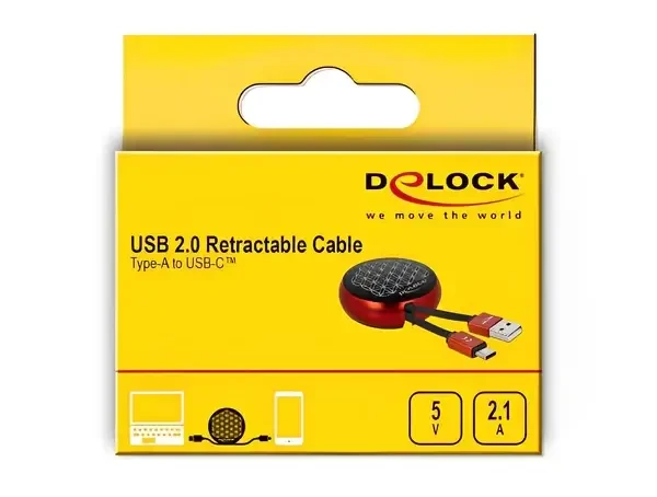 כבל טעינה ונתונים נמתח תקע USB-C לתקע USB-A ז/ז DELOCK | 85819 | 4K