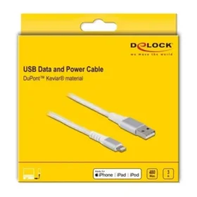 כבל טעינה ונתונים עם מוגן Kevlar תקע USB-A לתקע Lightning MFi ז/ז DELOCK | 83003