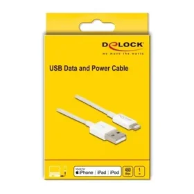 כבל טעינה ונתונים תקע USB-A לתקע Lightning MFi צבע לבן ז/ז DELOCK | 83000