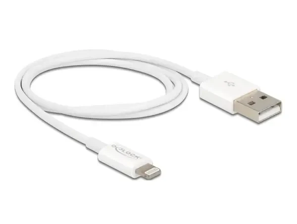 כבל טעינה ונתונים תקע USB-A לתקע Lightning MFi צבע לבן ז/ז DELOCK | 83000