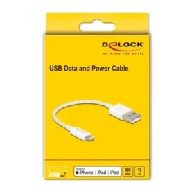 כבל טעינה ונתונים תקע USB-A לתקע Lightning MFi צבע לבן ז/ז DELOCK | 83001