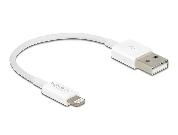 כבל טעינה ונתונים תקע USB-A לתקע Lightning MFi צבע לבן ז/ז DELOCK | 83001