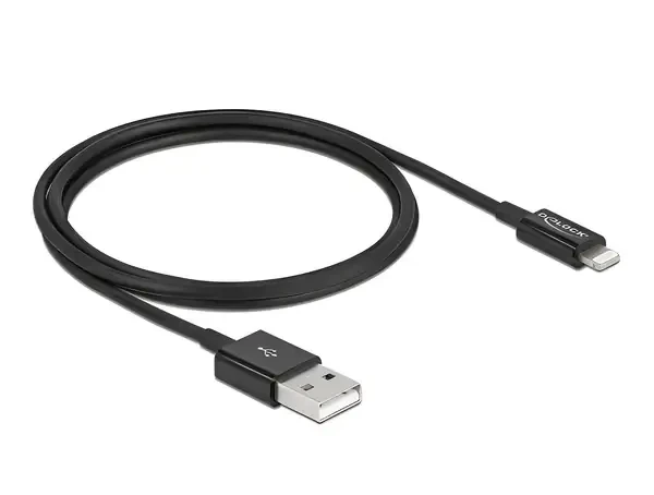 כבל טעינה ונתונים תקע USB-A לתקע Lightning MFi צבע שחור ז/ז DELOCK | 83002