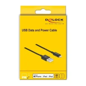 כבל טעינה ונתונים תקע USB-A לתקע Lightning MFi צבע שחור ז/ז DELOCK | 83002