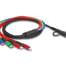כבל טעינה תקע USB-A / C לתקעים Lightning x 2 / USB-C / Micro-B ז/ז DELOCK | 87884