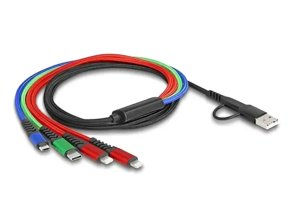כבל טעינה תקע USB-A / C לתקעים Lightning x 2 / USB-C / Micro-B ז/ז DELOCK | 87884