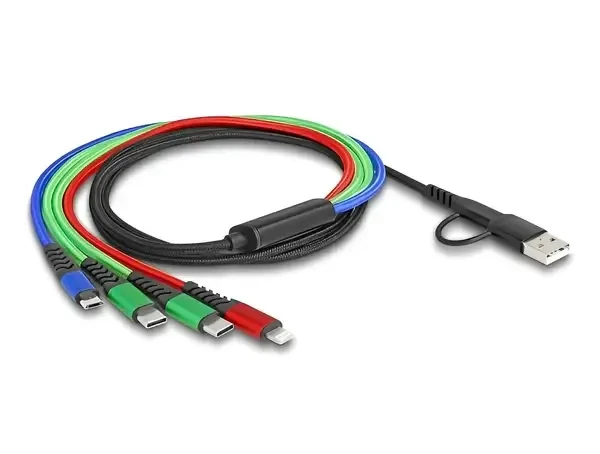 כבל טעינה תקע USB-A / C לתקעים USB-C x 2 / Micro-B / Lightning ז/ז DELOCK | 87035