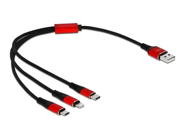 כבל טעינה תקע USB-A לתקעים Lightning / USB-C / Micro-B ז/ז DELOCK | 85891 | 4K
