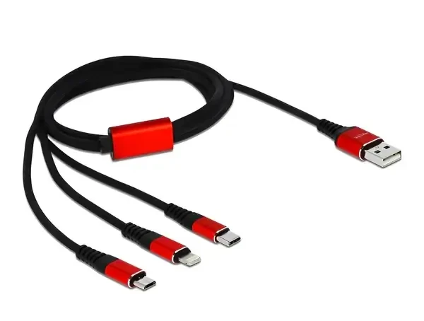 כבל טעינה תקע USB-A לתקעים Lightning / USB-C / Micro-B ז/ז DELOCK | 85892 | 4K