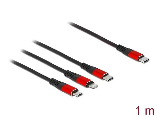 כבל טעינה תקע USB-C לתקעים Lightning / USB-C / Micro-B ז/ז DELOCK | 86711