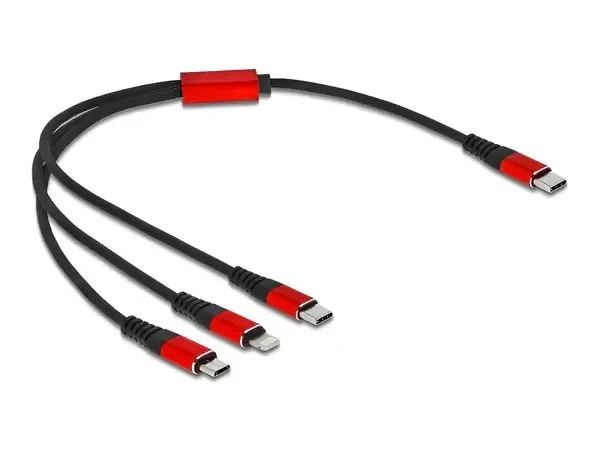 כבל טעינה תקע USB-C לתקעים Lightning / USB-C / Micro-B ז/ז DELOCK | 86711 | 4K