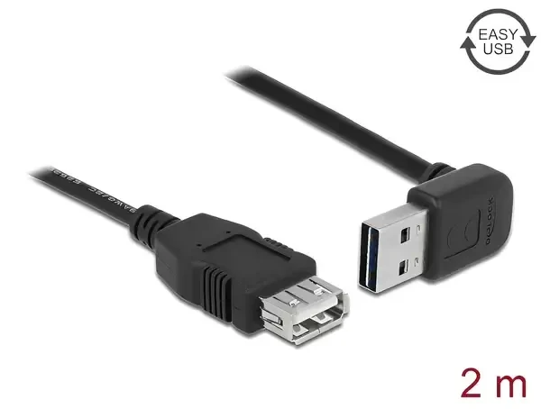 כבל מאריך EASY-USB 2.0 Type-A עם מחבר דו כיווני בזווית צד 90° ז/נ DELOCK | 83548 | 4K