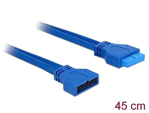 כבל מאריך USB 3.0 תקע 19 פין לשקע 19 פין אורך 45 ס"מ ז/ז DELOCK | 82943 | 4K