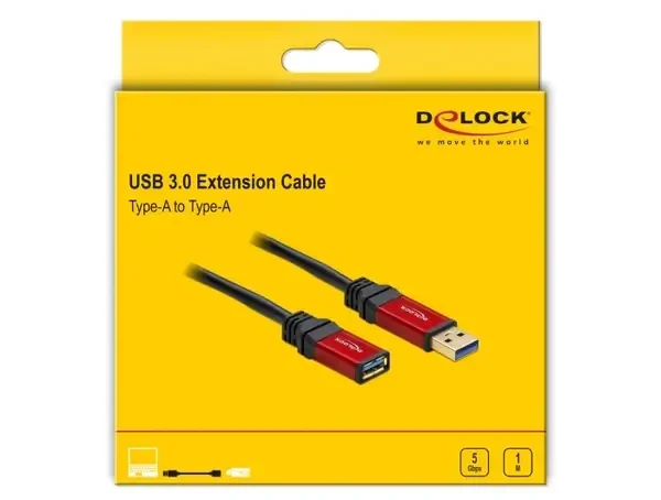 כבל מאריך USB-A 3.0 5Gbps Red metal ז/נ DELOCK | 82752 | 4K